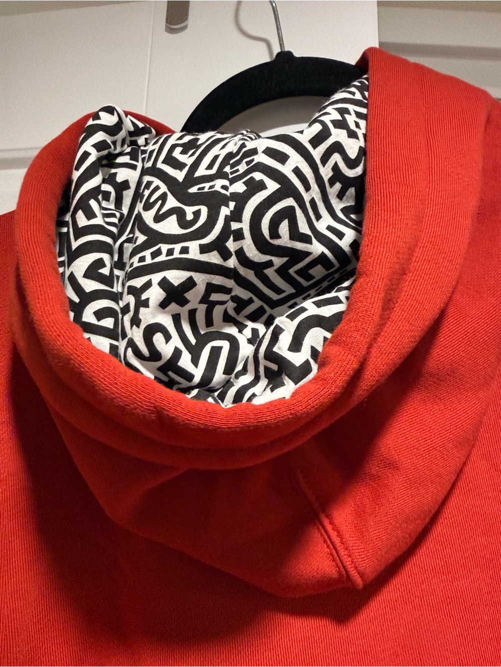 Coach Red Hoodie with Black & White Graphic-Lined Hood